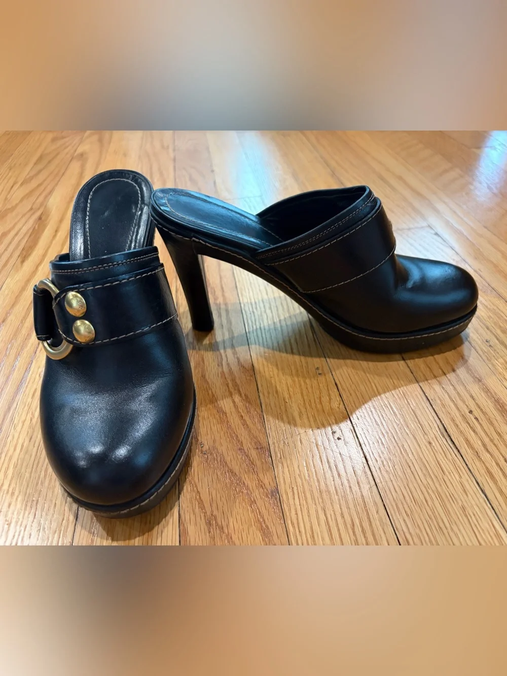 Black Coach Clogged Heels